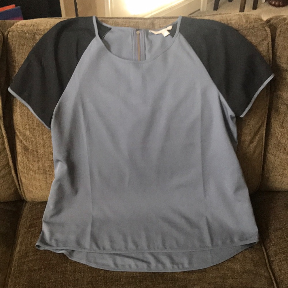 Banana Republic Dusty Blue & Navy Cap Sleeve Top